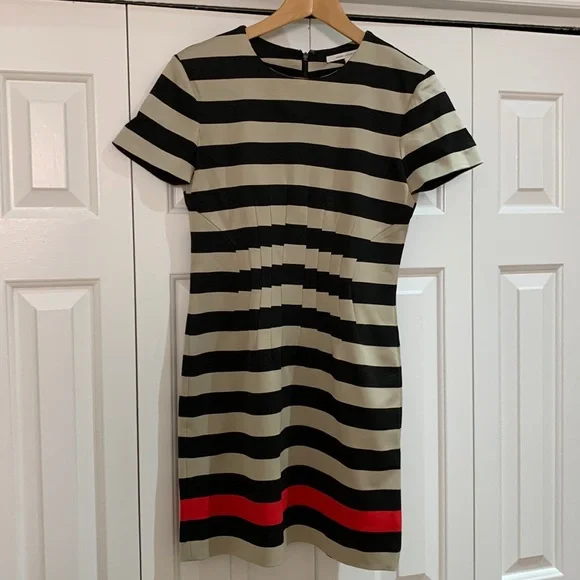 Diane von Furstenberg Yazmine Striped Pleated Shift Dress size 4 - Picture 3 of 13